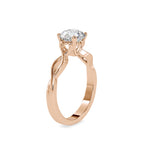 SKU: 0137 (22K) Twisted Shank Heart-setting Solitaire Engagment Ring in Rose Gold.