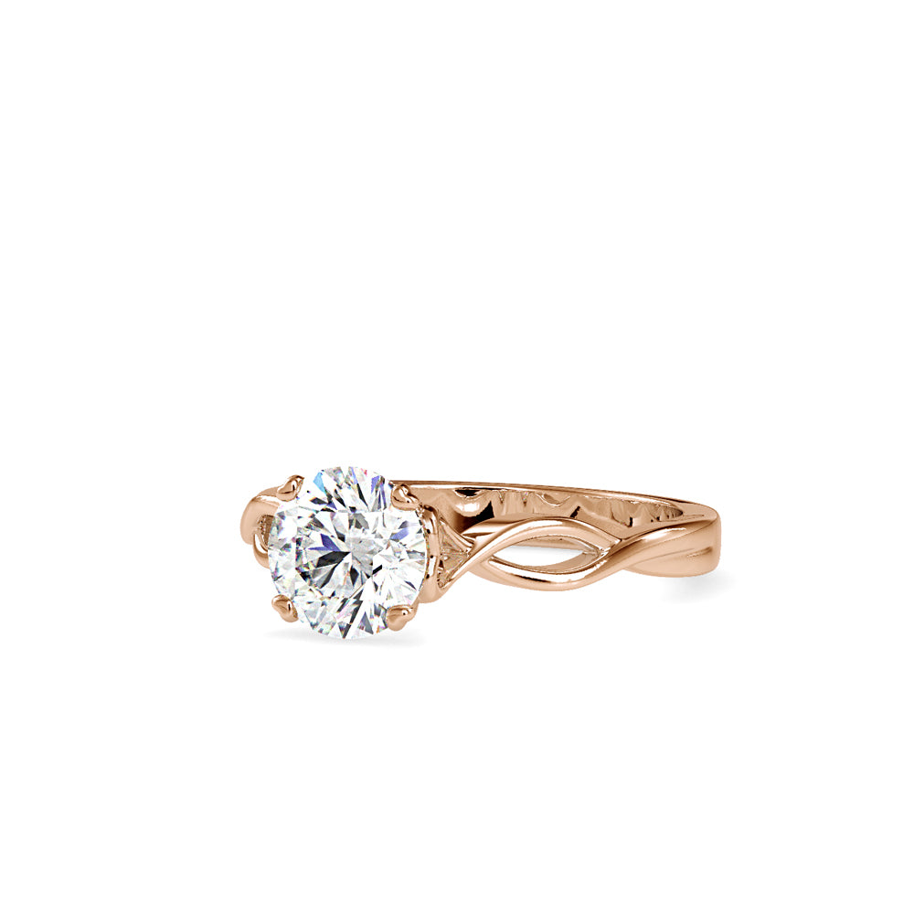 SKU: 0137 (14K) Twisted Shank Heart-setting Solitaire Engagment Ring in Rose Gold.