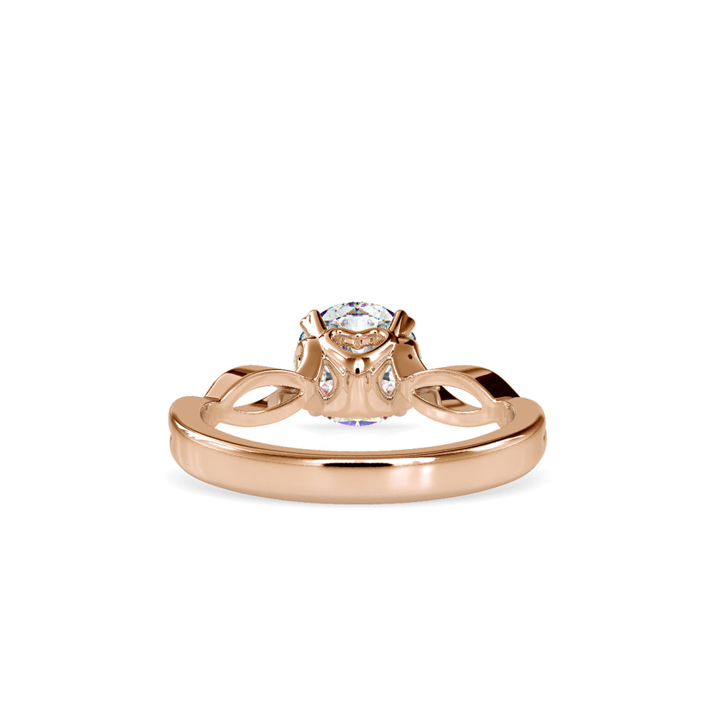 SKU: 0137 (10K) Twisted Shank Heart-setting Solitaire Engagment Ring in Rose Gold.