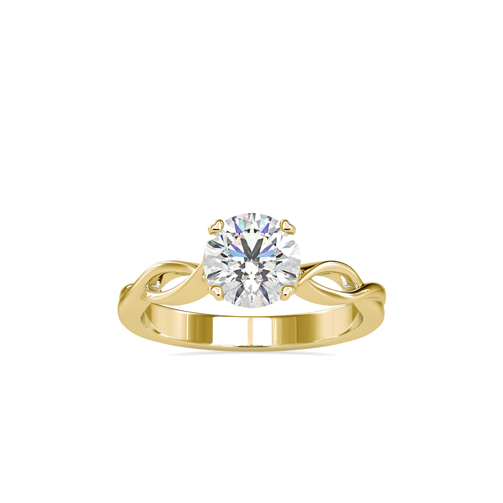 SKU: 0137 (10K) Twisted Shank Heart-setting Solitaire Engagment Ring in Rose Gold.
