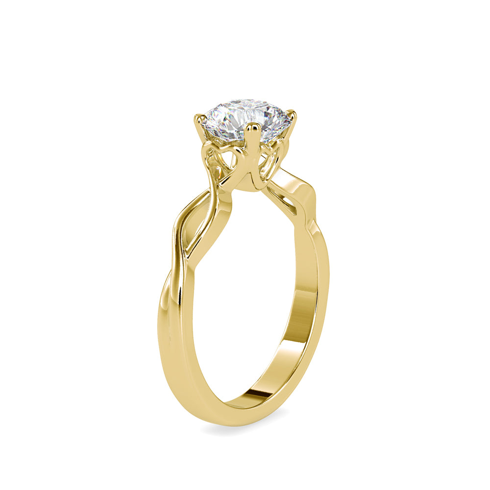 SKU: 0137 (18K) Twisted Shank Heart-setting Solitaire Engagment Ring in Rose Gold.