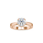 SKU: 0138 (18K) Four-Prong Bowl Style Single Diamond Engagment Ring in Rose Gold.