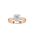 SKU: 0138 (10K) Four-Prong Bowl Style Single Diamond Engagment Ring in Rose Gold.