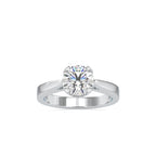SKU: 0138 (18K) Four-Prong Bowl Style Single Diamond Engagment Ring in Rose Gold.