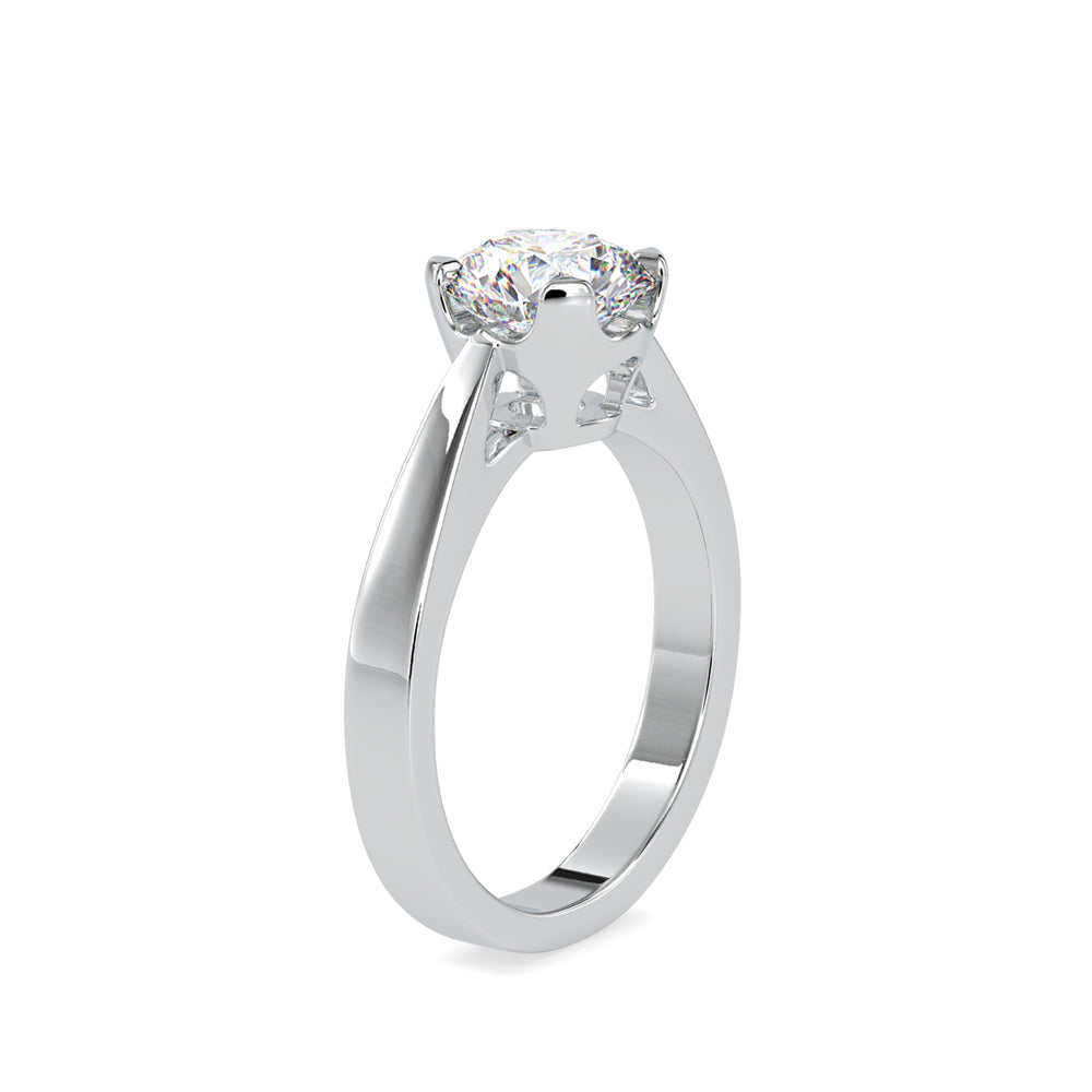 SKU: 0138 (18K) Four-Prong Bowl Style Single Diamond Engagment Ring in Rose Gold.
