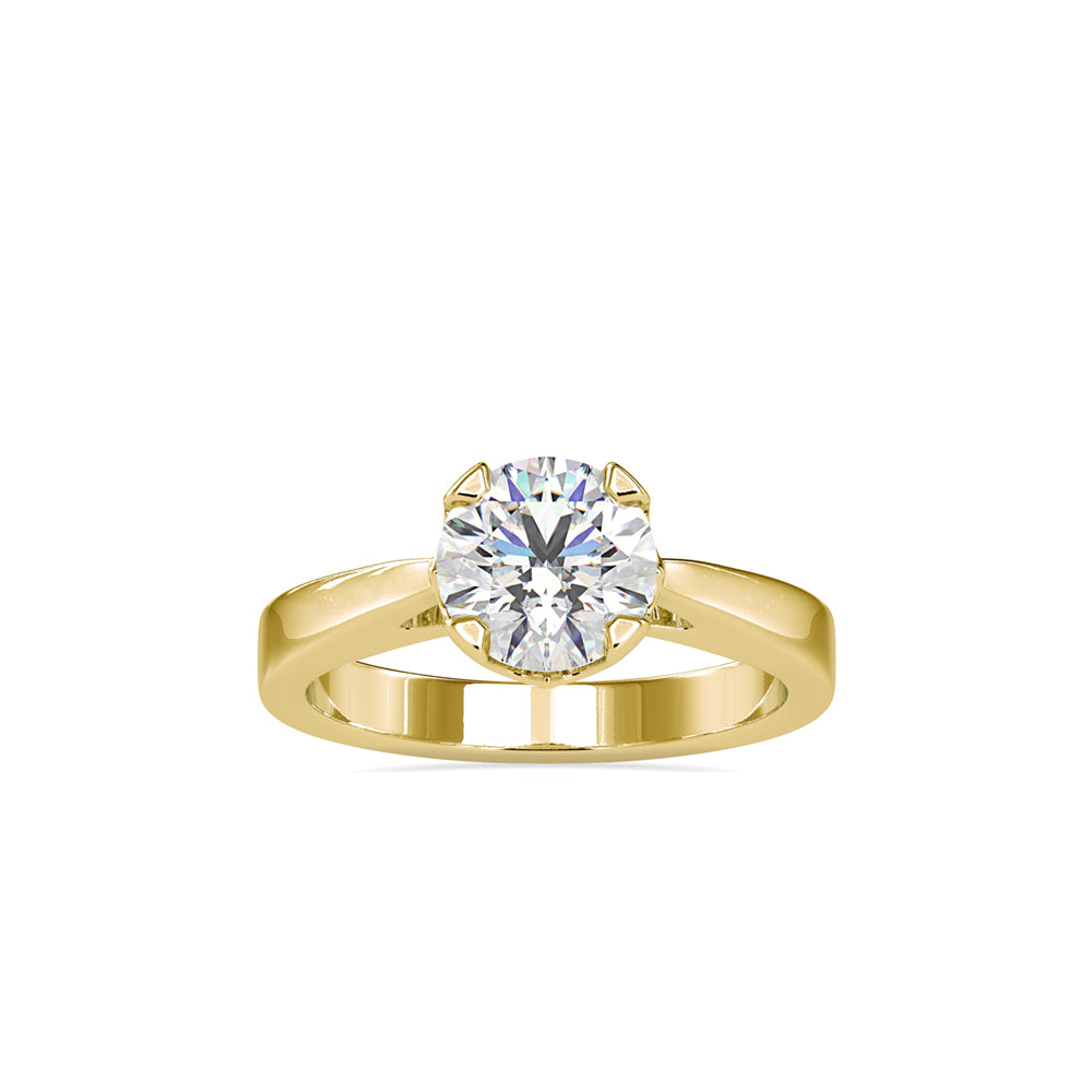SKU: 0138 (10K) Four-Prong Bowl Style Single Diamond Engagment Ring in Rose Gold.