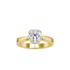 SKU: 0138 (14K) Four-Prong Bowl Style Single Diamond Engagment Ring in Rose Gold.