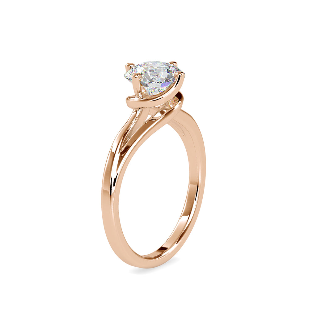 SKU: 0139 (14K) Four-Prong Solitaire Engagment Ring in Rose Gold.