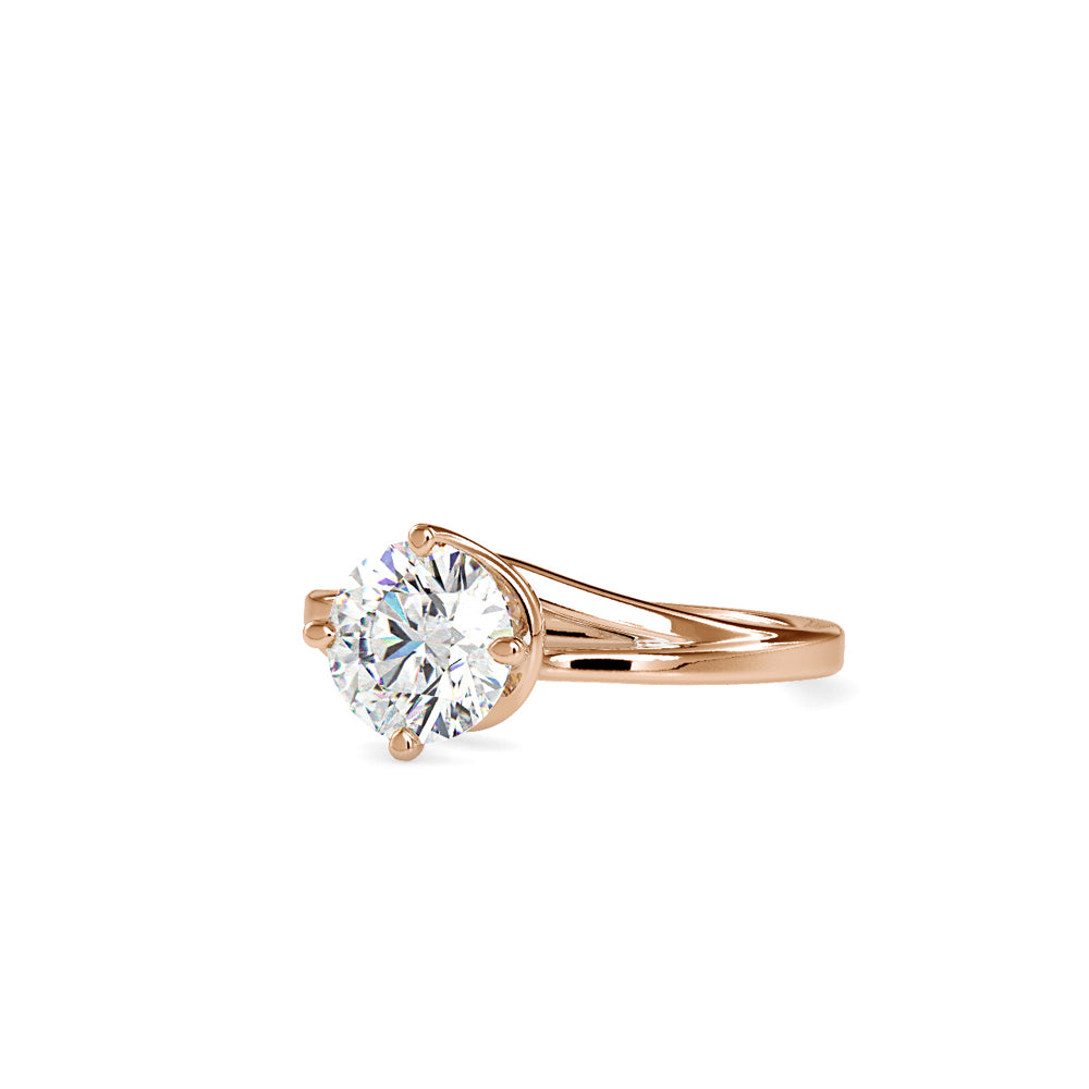 SKU: 0139 (18K) Four-Prong Solitaire Engagment Ring in Rose Gold.
