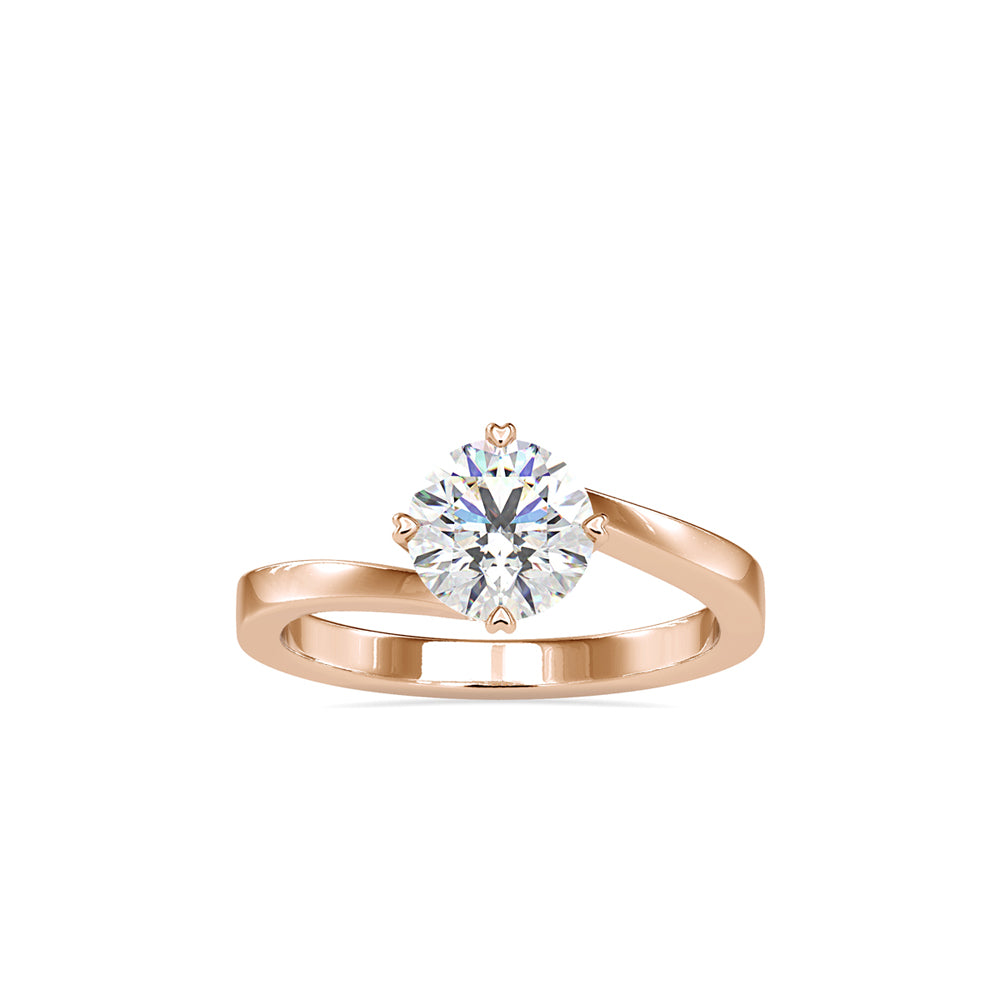 SKU: 0140 (18K) Four-heart Prongs Solitaire Engagment Ring in Rose Gold.