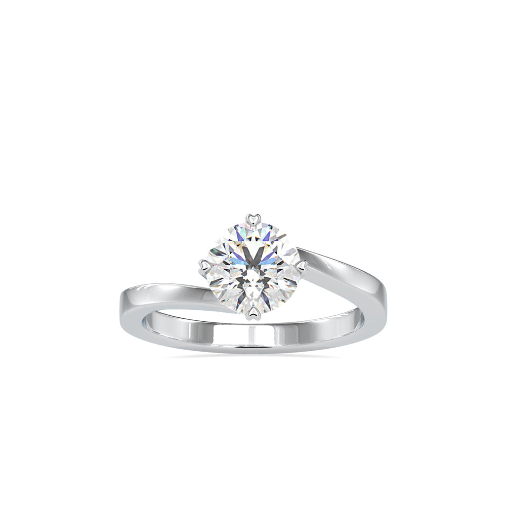 SKU: 0140 (14K) Four-heart Prongs Solitaire Engagment Ring in Rose Gold.