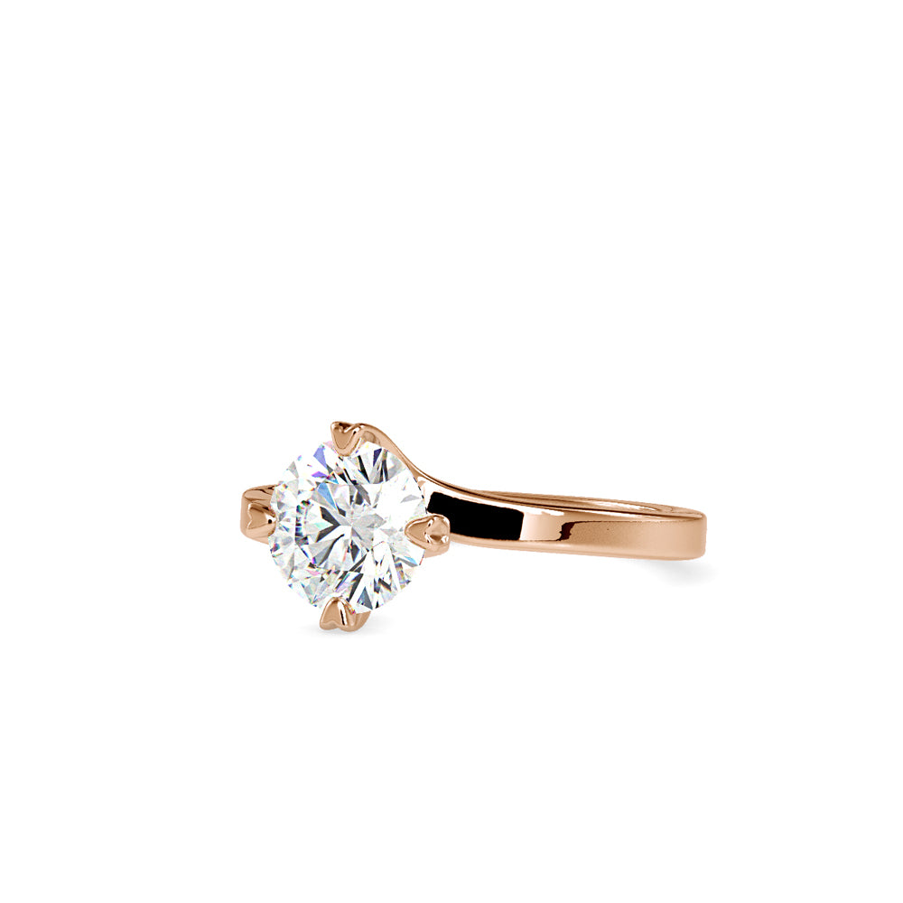 SKU: 0141 (10K) Four-heart Prongs Solitaire Engagment Ring in Rose Gold.