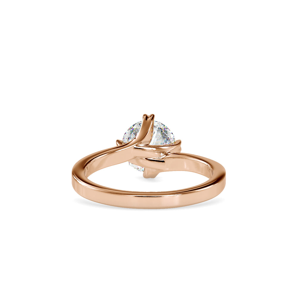 SKU: 0141 (10K) Four-heart Prongs Solitaire Engagment Ring in Rose Gold.