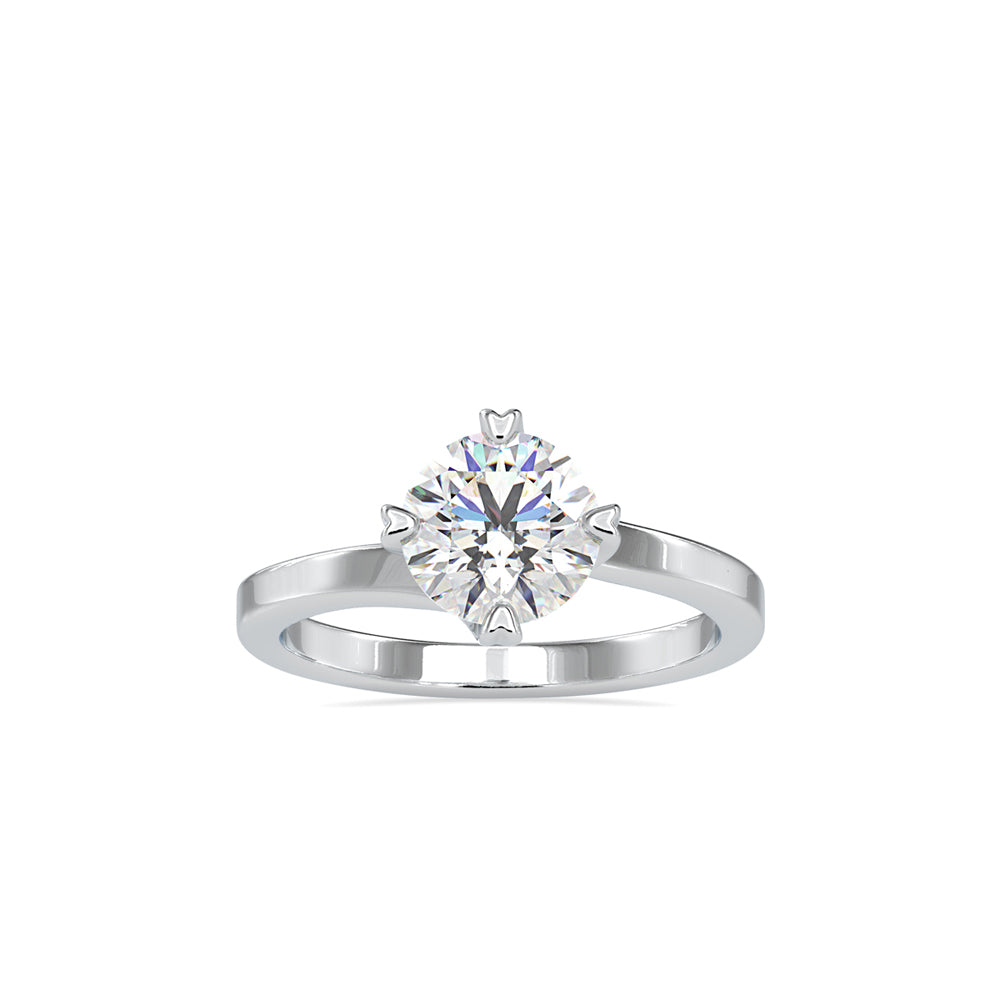 SKU: 0141 (22K) Four-heart Prongs Solitaire Engagment Ring in Rose Gold.