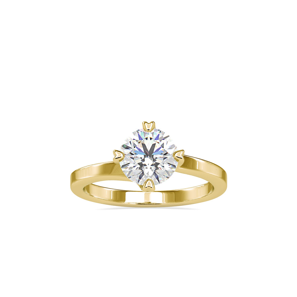 SKU: 0141 (10K) Four-heart Prongs Solitaire Engagment Ring in Rose Gold.