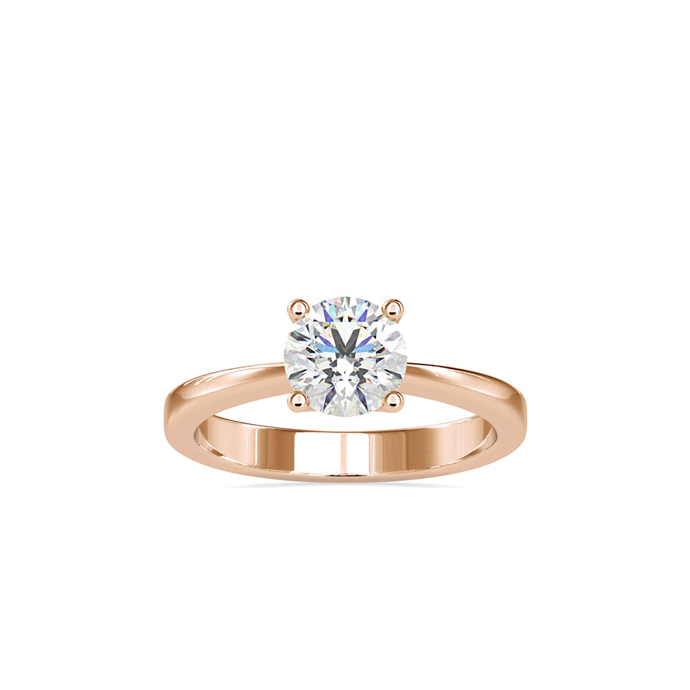 SKU: 0142 (22K) Classic Four-Prongs Solitaire Engagment Ring in Rose Gold.