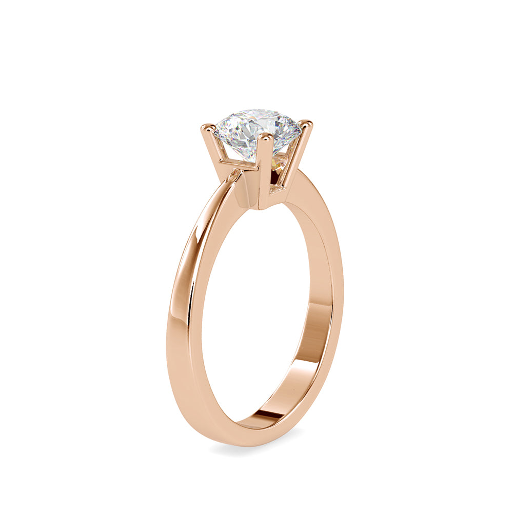 SKU: 0142 (14K) Classic Four-Prongs Solitaire Engagment Ring in Rose Gold.