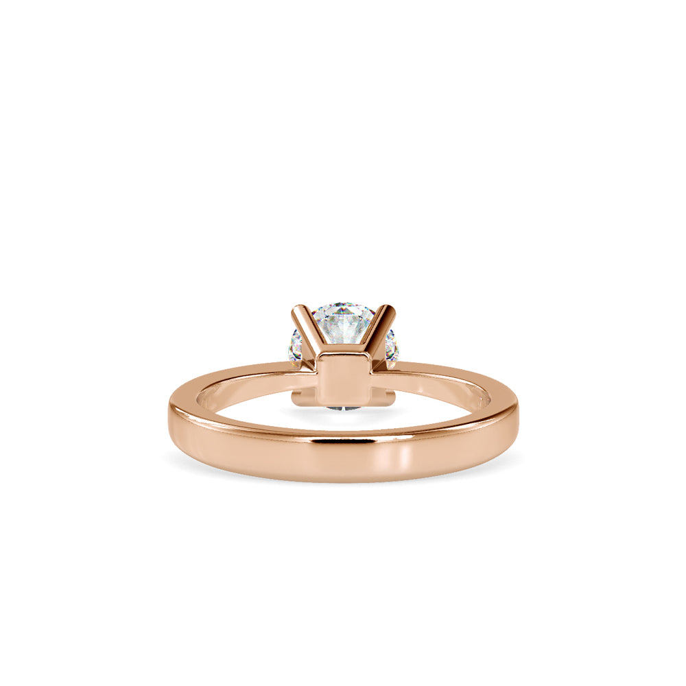 SKU: 0142 (14K) Classic Four-Prongs Solitaire Engagment Ring in Rose Gold.