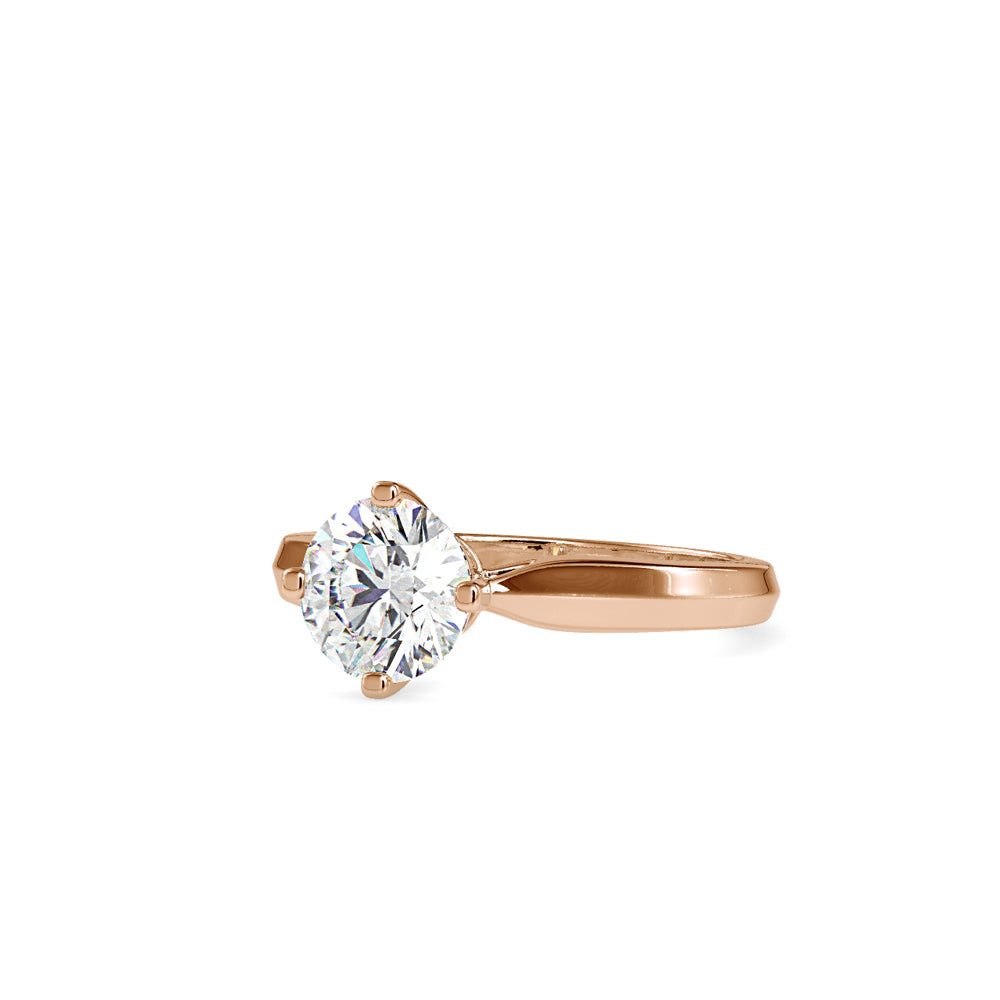 SKU: 0143 (14K) Classic Four-Prongs Solitaire Engagment Ring in Rose Gold.