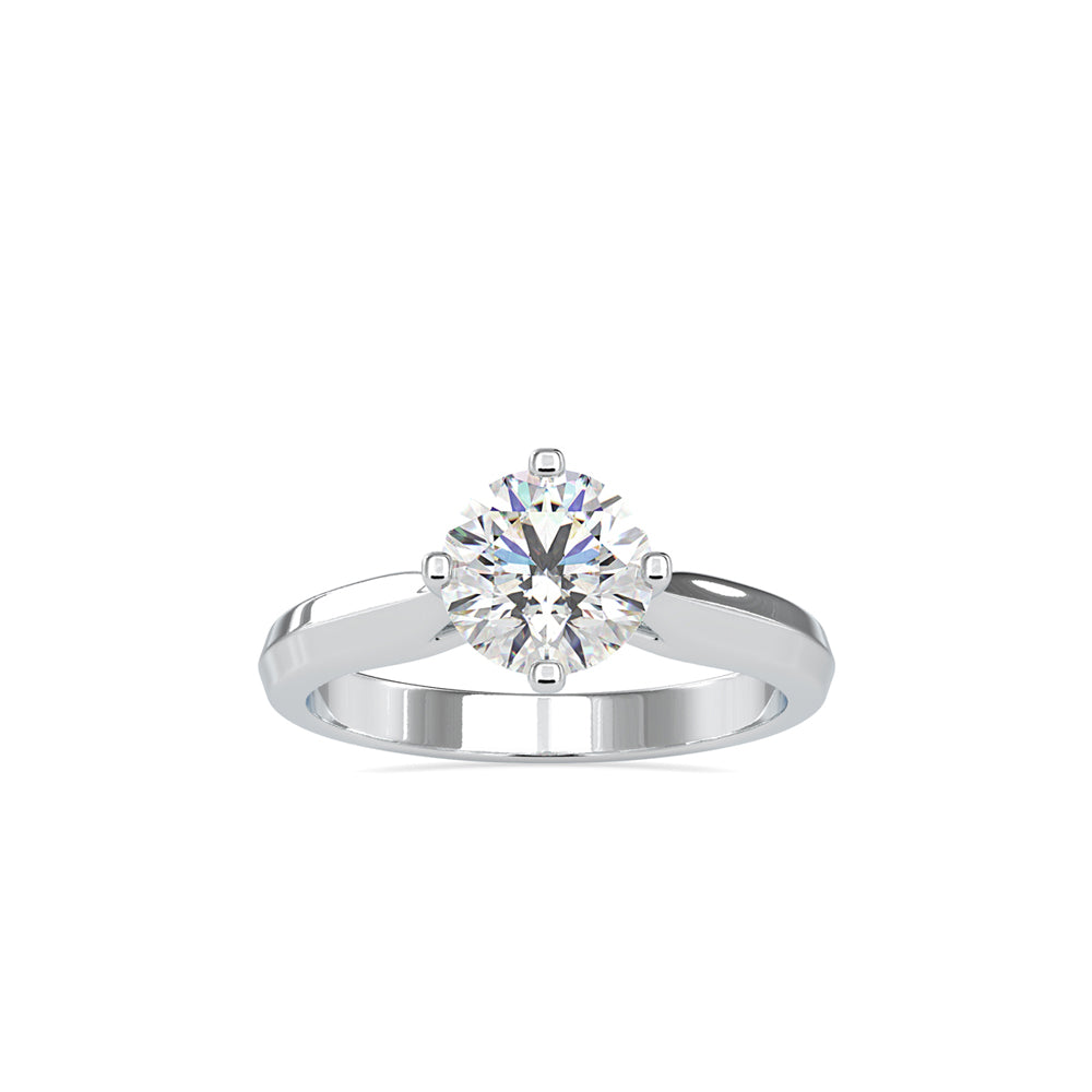 SKU: 0143 (14K) Classic Four-Prongs Solitaire Engagment Ring in Rose Gold.