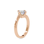 SKU: 0144 (14K) Four-Prong Solitaire Engagment Ring in Rose Gold.