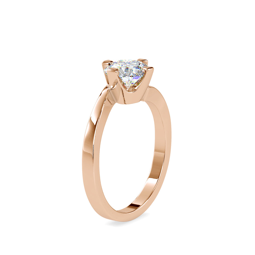SKU: 0144 (10K) Four-Prong Solitaire Engagment Ring in Rose Gold.
