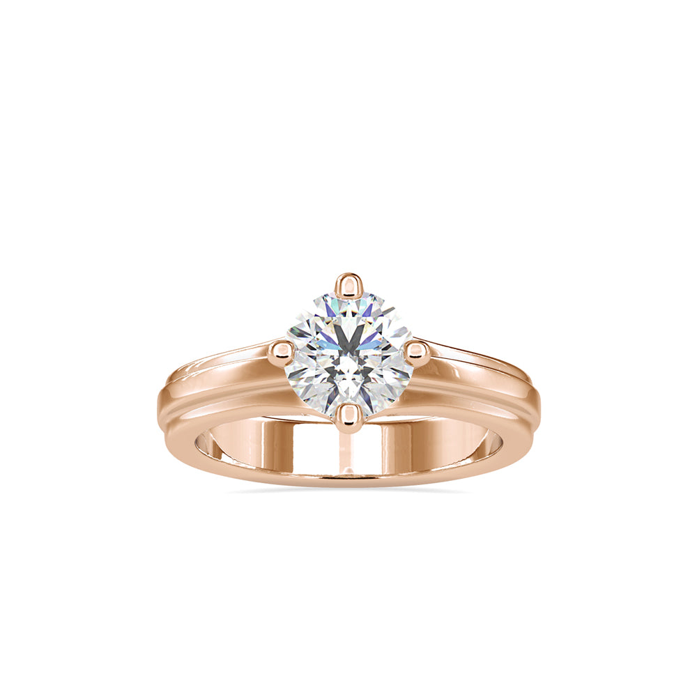 SKU: 0145 (18K) Fancy Shank Round Diamond Engagment Ring in Rose Gold.
