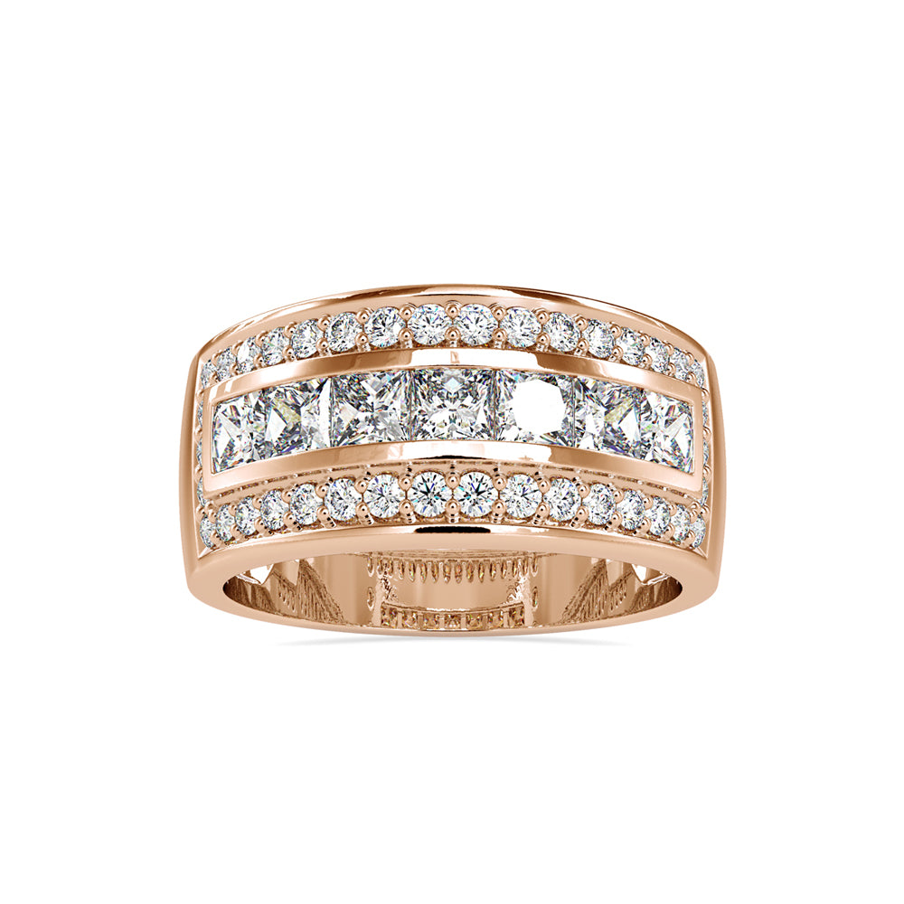 SKU: 0147 (22K) Wide Channel-set Diamond Wedding Band in Rose Gold.
