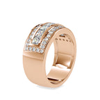 SKU: 0147 (14K) Wide Channel-set Diamond Wedding Band in Rose Gold.