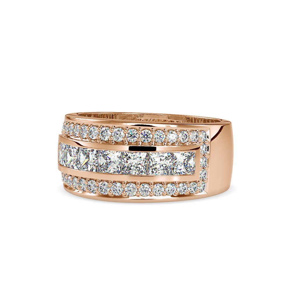 SKU: 0147 (22K) Wide Channel-set Diamond Wedding Band in Rose Gold.