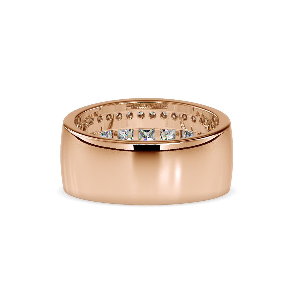 SKU: 0147 (22K) Wide Channel-set Diamond Wedding Band in Rose Gold.