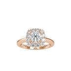 SKU: 0148 (18K) Double-Prong Round Halo Engagment Ring in Rose Gold.