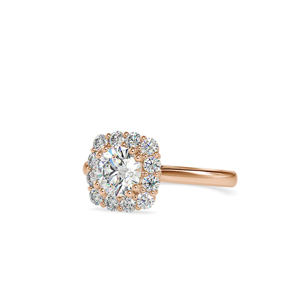 SKU: 0148 (22K) Double-Prong Round Halo Engagment Ring in Rose Gold.