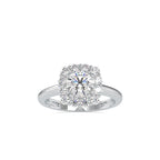 SKU: 0148 (10K) Double-Prong Round Halo Engagment Ring in Rose Gold.