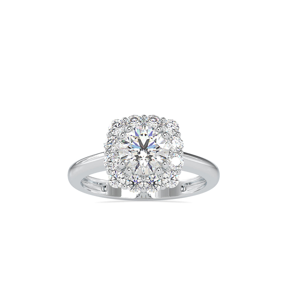 SKU: 0148 (10K) Double-Prong Round Halo Engagment Ring in Rose Gold.
