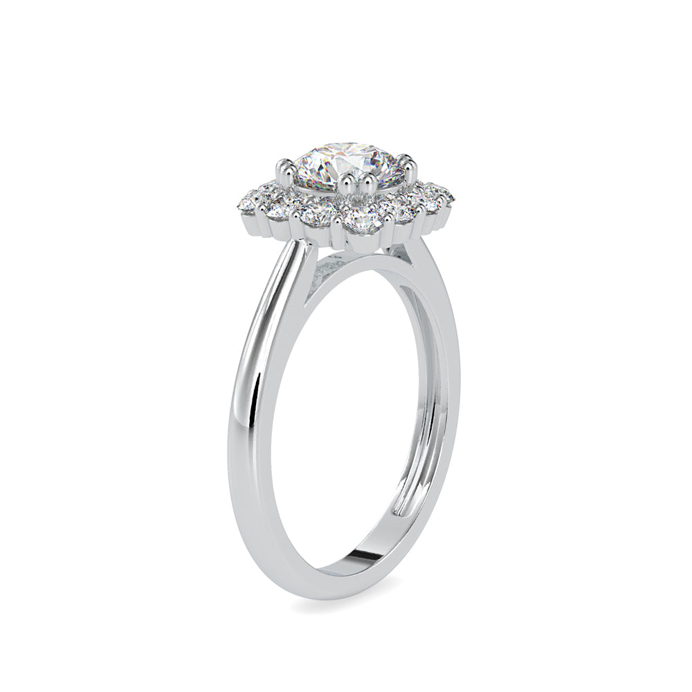SKU: 0148 (10K) Double-Prong Round Halo Engagment Ring in Rose Gold.