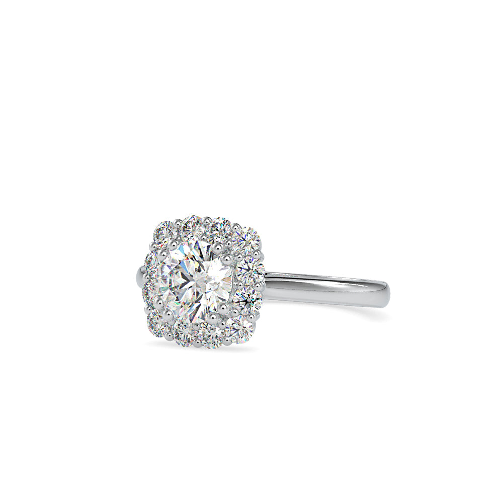 SKU: 0148 (10K) Double-Prong Round Halo Engagment Ring in Rose Gold.