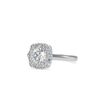 SKU: 0148 (10K) Double-Prong Round Halo Engagment Ring in Rose Gold.