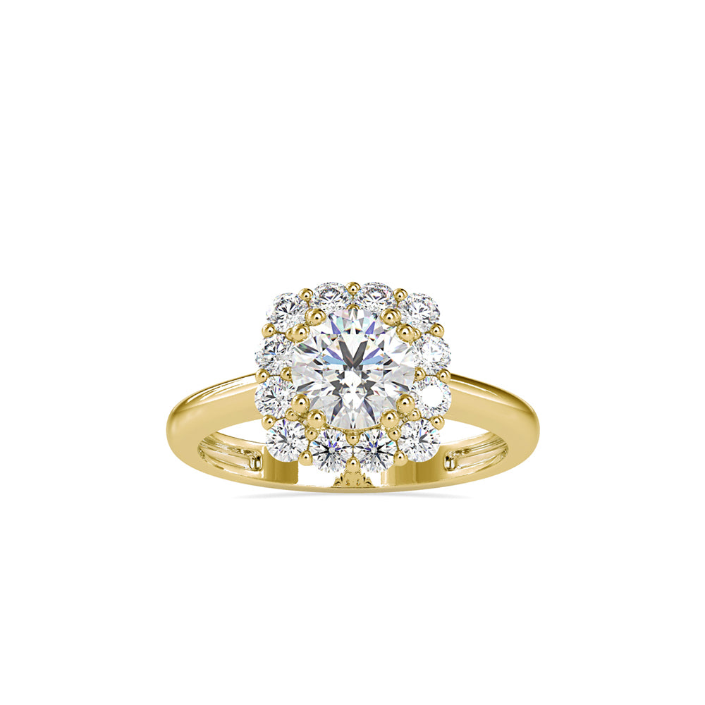 SKU: 0148 (18K) Double-Prong Round Halo Engagment Ring in Rose Gold.