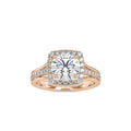 SKU: 0149 (18K) Split Shank Round Halo Engagment Ring in Rose Gold.
