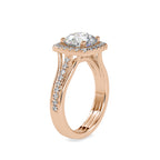 SKU: 0149 (18K) Split Shank Round Halo Engagment Ring in Rose Gold.