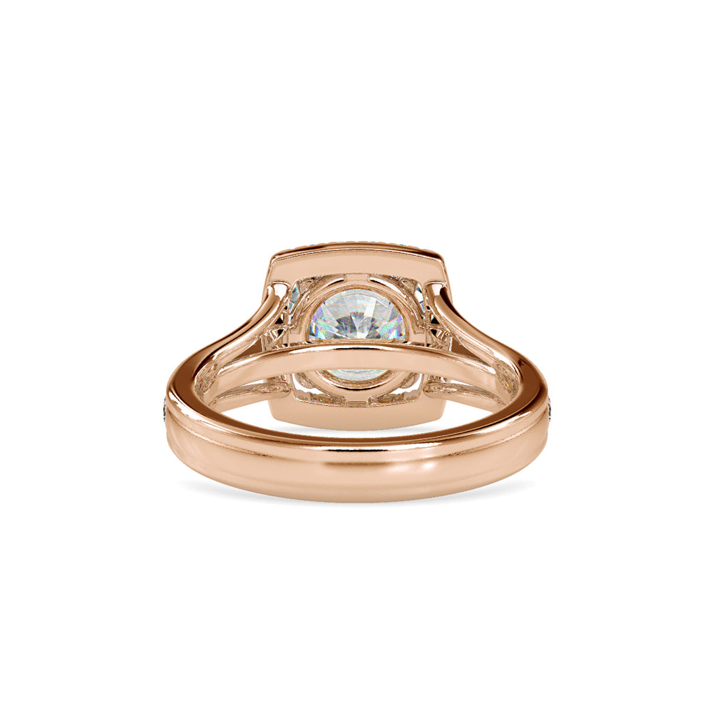 SKU: 0149 (10K) Split Shank Round Halo Engagment Ring in Rose Gold.
