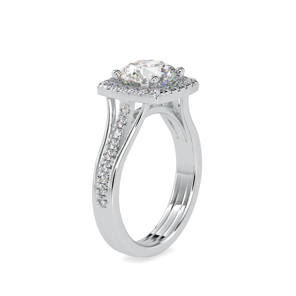 SKU: 0149 (18K) Split Shank Round Halo Engagment Ring in Rose Gold.