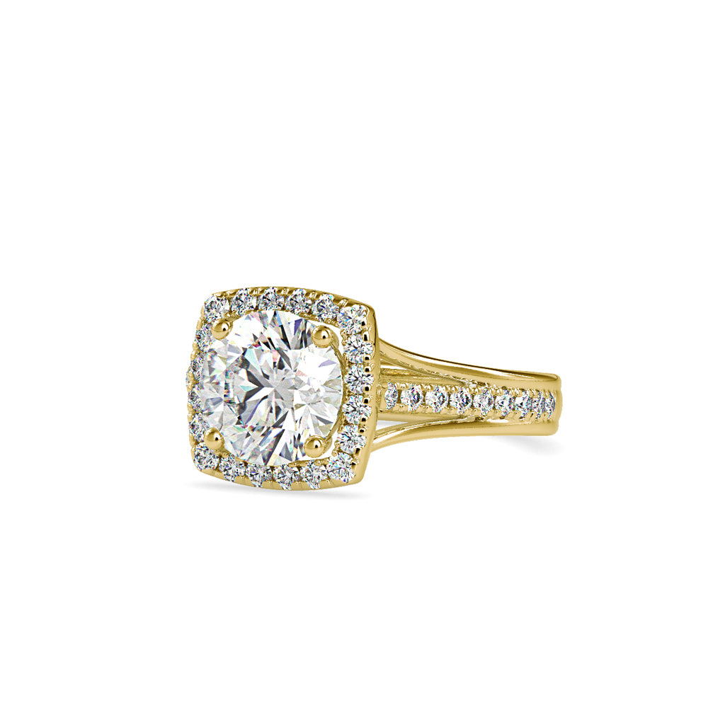 SKU: 0149 (14K) Split Shank Round Halo Engagment Ring in Rose Gold.