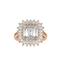 SKU: 0150 (22K) Vintage Emerald Halo Engagment Ring in Rose Gold.
