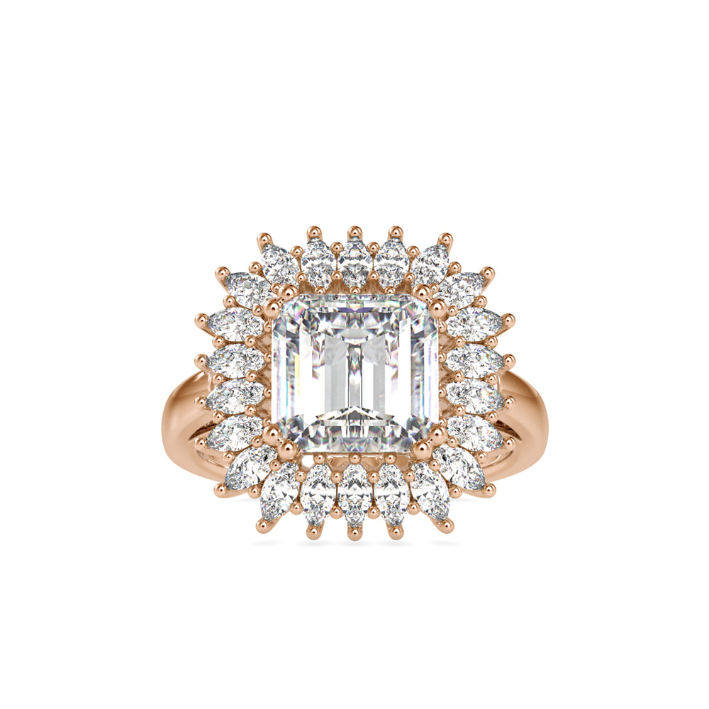 SKU: 0150 (10K) Vintage Emerald Halo Engagment Ring in Rose Gold.