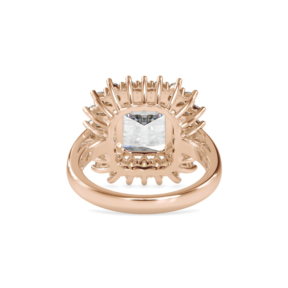 SKU: 0150 (10K) Vintage Emerald Halo Engagment Ring in Rose Gold.