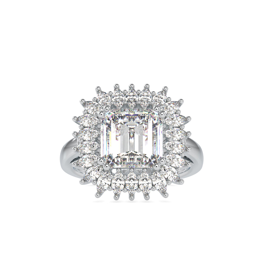 SKU: 0150 (10K) Vintage Emerald Halo Engagment Ring in Rose Gold.