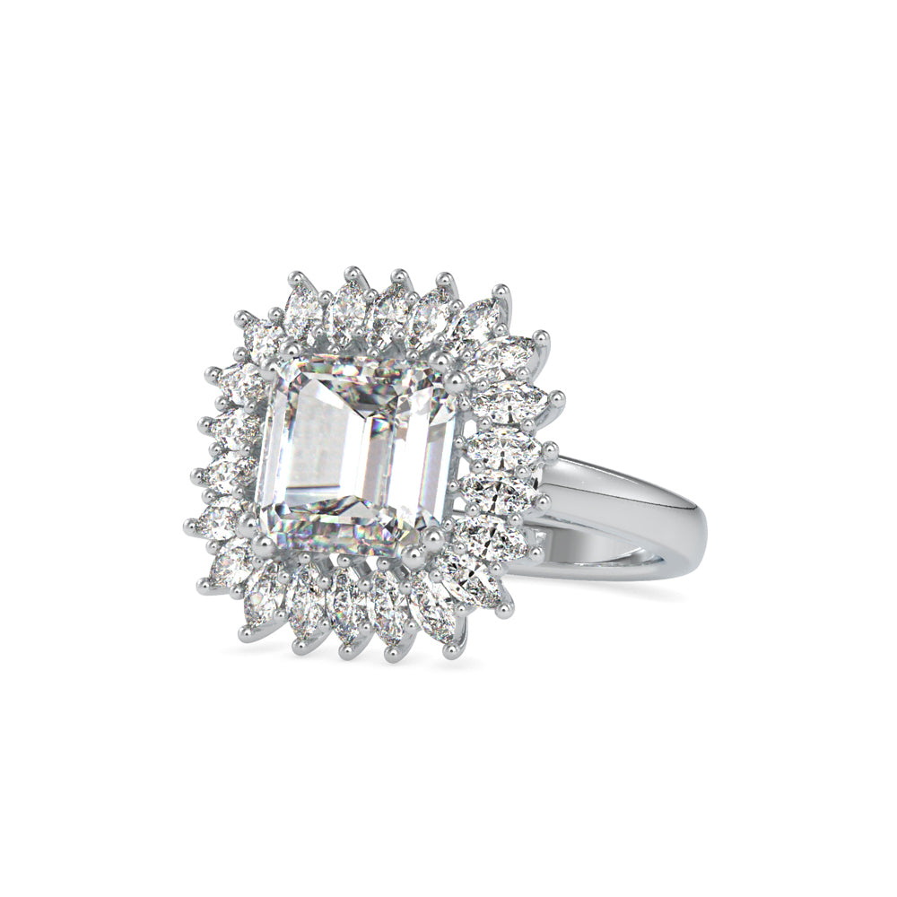 SKU: 0150 (14K) Vintage Emerald Halo Engagment Ring in Rose Gold.