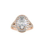 SKU: 0151 (10K) Split Shank Oval Halo Engagment Ring in Rose Gold.